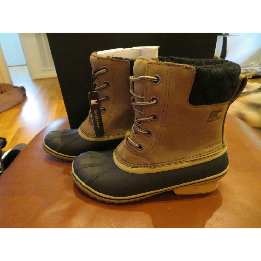 NWT Womens Black Sorel Slimpack Lace II Waterproof Boots, 7